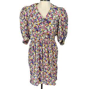 Oscar de la Renta Miss O Dress Womens 6 Pink Floral Collar Bow Silk Vintage